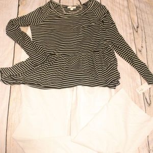 NWT Black&White Peplum Blouse Medium Stretchy&Soft